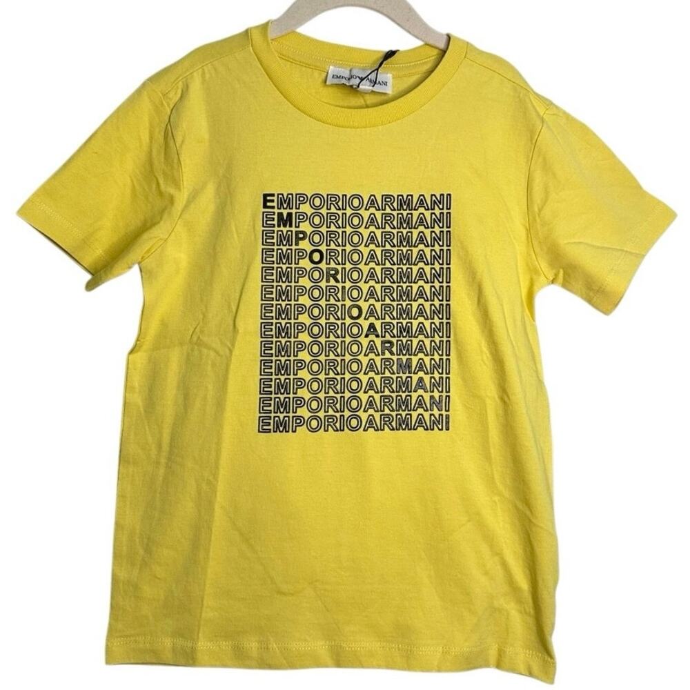 Emporio Armani Kids‎ Boys Yellow T-shirt Logo Graphic Size 8A Brand New Luxury